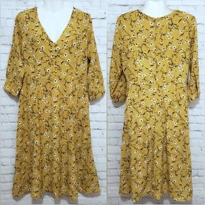 Mustard Yellow Dress with Floral Print sz M